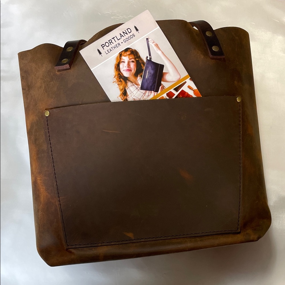 Portland Leather Dark Brown Open Tote